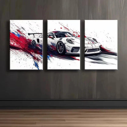 3pcs Luxurious Racing car Metal Print Ready to Hang Art