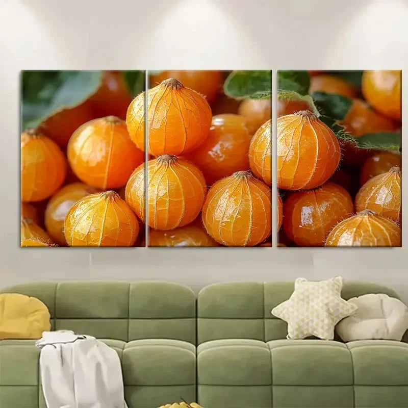 3pcs Cape Gooseberry Physalis Fruit Metal Print Ready to Hang Art - Bella Home Decor