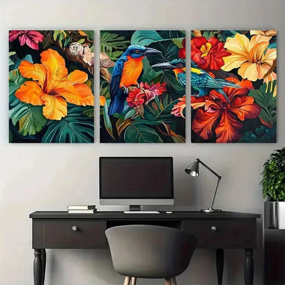 3pcs Venezuela Floral American Travel Wall Art Canvas Unframed - High Quality Print 100% Australian Made Wall Canvas