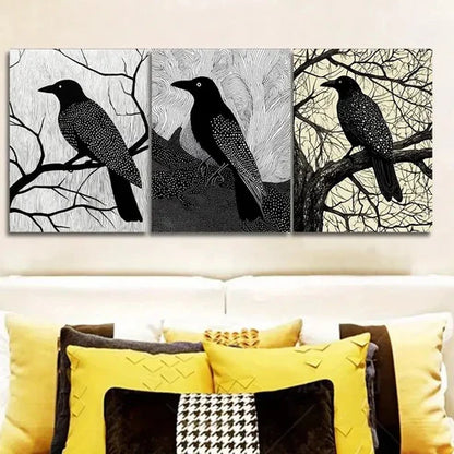3pcs The Psychic Crow Wall Art Set Wall Art Canvas Unframed – High Quality Print 100% Australian Made Wall Canvas