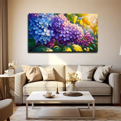 Hydrangea Floral Wall Art Canvas Office Home Room Framed 120x60cm
