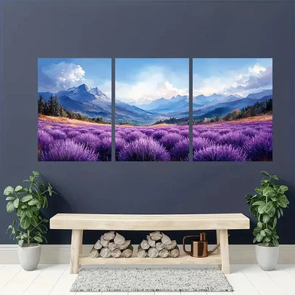 3pcs Lavender Valley Oregon Mountain  Wall Art Set Canvas Unframed - High Quality Print 100% Australian Made Wall Canvas