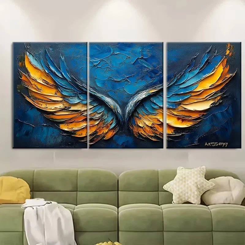 3pcs Vibrant Abstract Impasto Painting Metal Print Ready to Hang Art