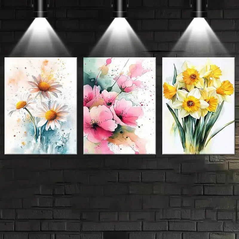 3pcs Cold And Beautiful Flowers Metal Print Ready to Hang Art - Bella Home Decor