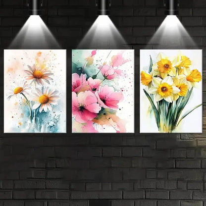 3pcs Cold And Beautiful Flowers Metal Print Ready to Hang Art - Bella Home Decor