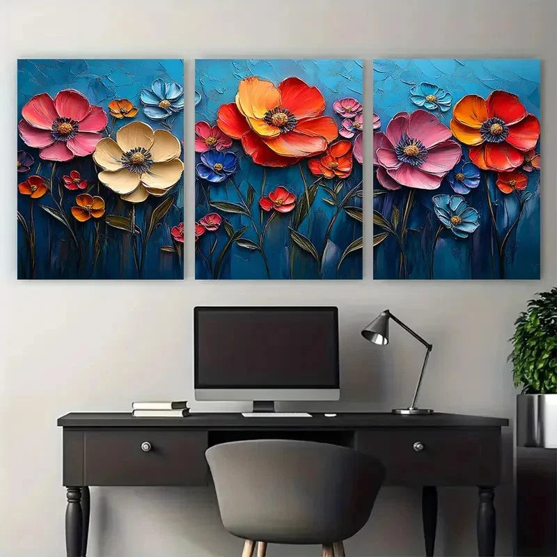 3pcs Abstract Colorful Textured Nature Botanical Wall Art Set Canvas Framed 40x60cm - High Quality Print 100% Australian Made Wall Canvas Ready to Hang - Bella Home Decor