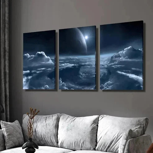 3pcs Aerospace Outer Solar Planet Decor Wall Art Set Canvas Unframed - High Quality Print 100% Australian Made Wall Canvas - Bella Home Decor
