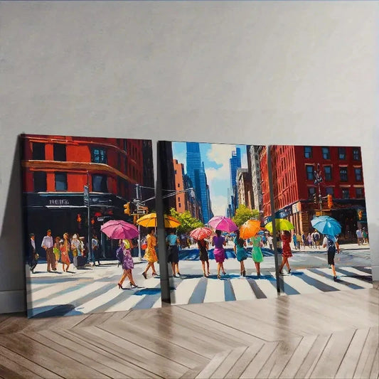 3pcs The vibrant streets of New York City Wall Art Set Canvas Framed 40x60cm - High Quality Print 100% Australian Made Wall Canvas Ready to Hang