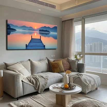 Featuring A Beautiful Lake Wall Art canvas office home room framed 120x60cm