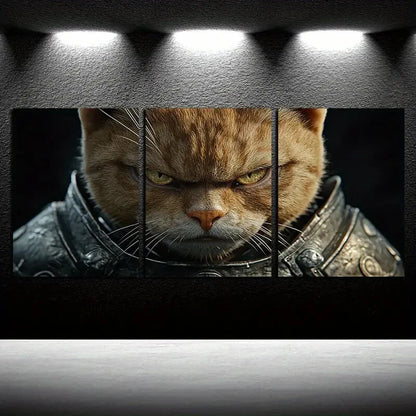 3pcs Knight Cat Armor Design Metal Print Ready to Hang Art - Bella Home Decor