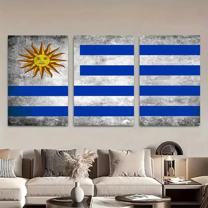 3pcs , Uruguay Country Flag Metal Print Ready to Hang Art - Bella Home Decor