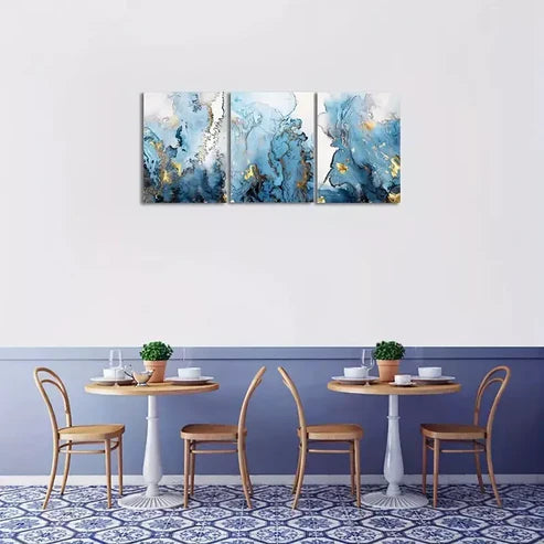 3pcs Abstract Marbling  Art Set Canvas Unframed - High Quality Print 100% Australian Made Wall Canvas - Bella Home Decor