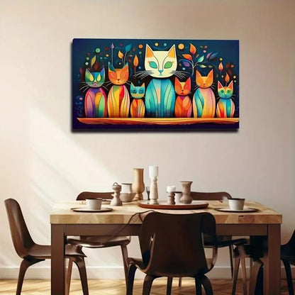 Abstract Cats Modern Décor Wall Art Canvas Office Home Room Framed 120x60cm