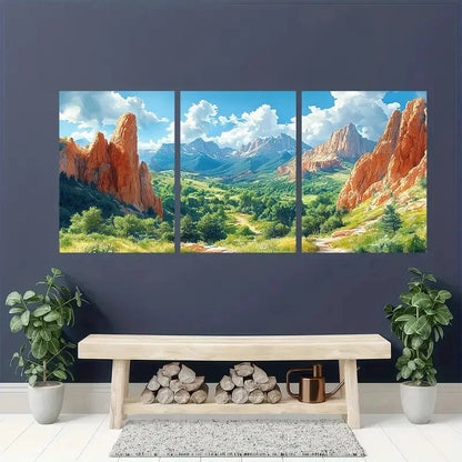 3pcs Vibrant Colorado Mountains & Red Rocks Lands Metal Print Ready to Hang Art - Bella Home Decor