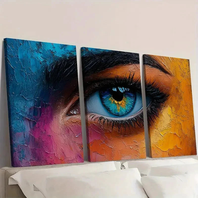 3pcs Blue, Orange, and Purple Eye Design ED    Wall Art Canvas  Wall Art Set Canvas Framed 40x60cm - High Quality Print 100% Australian Made Wall Canvas Ready to Hang - Bella Home Decor