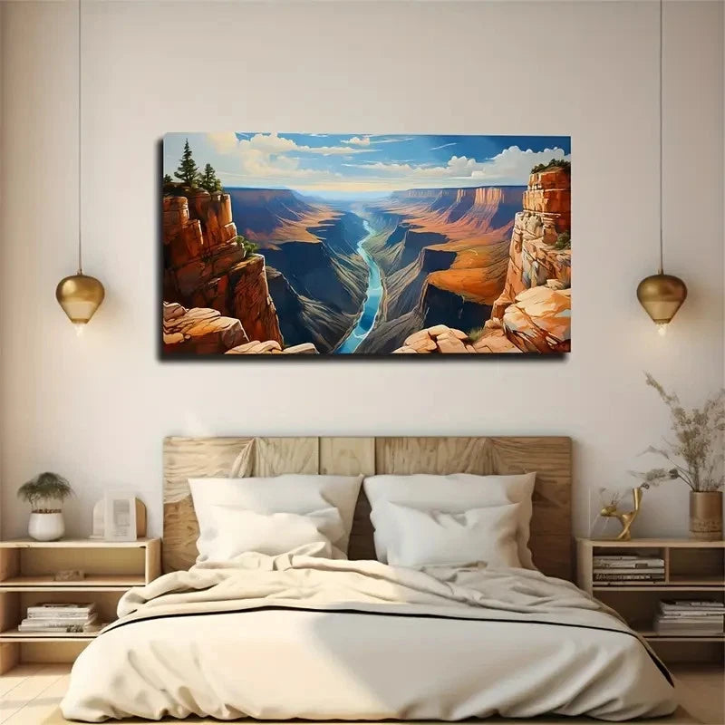 Grand Canyon Vibrant Landscape Wall Art Canvas Office Home Room Framed 120x60cm