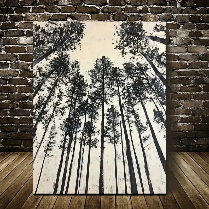 Beautiful Black & White Tranquil Landscape Painting 40x60cm Metal Print Ready to Hang - Bella Home Decor