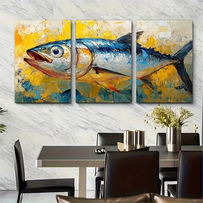 3pcs Sardine Fish Metal Print Ready to Hang Art