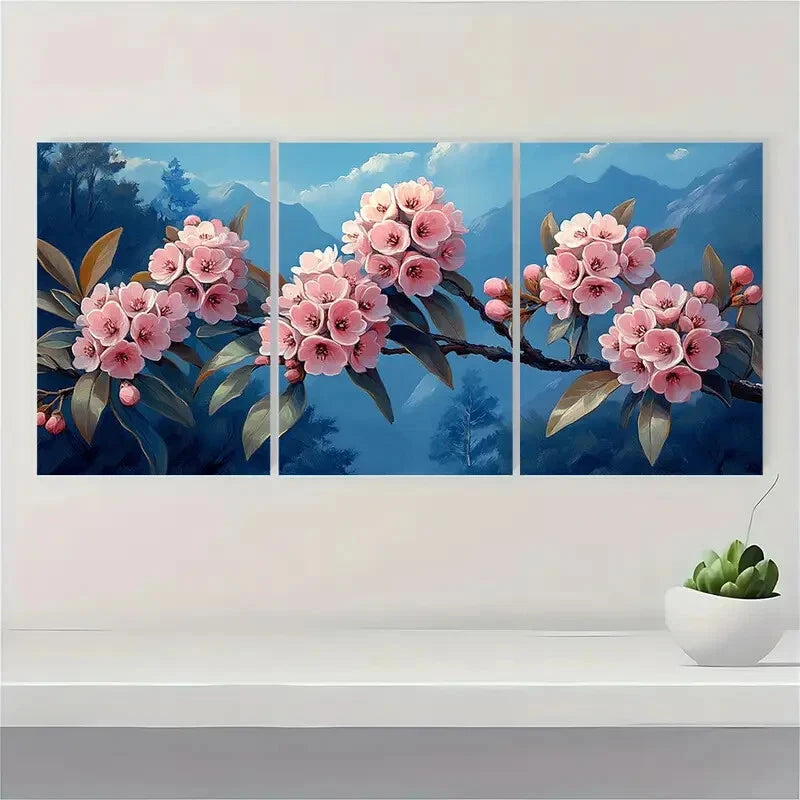3pcs Mountain Laurel Flower Art Nature Art Metal Print Ready to Hang Art - Bella Home Decor