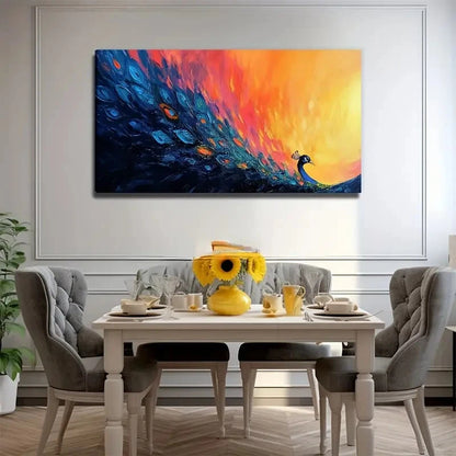 Abstract Peacock Suitable Wall Art Canvas Office Home Room Framed 120x60cm
