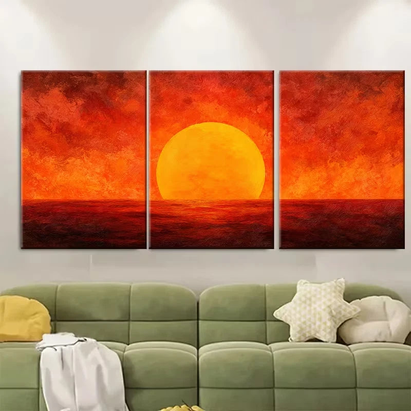 3pcs Sun Sunrise Art Metal Print Ready to Hang Art - Bella Home Decor