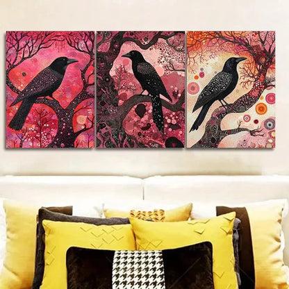 3pcs The psychic crow  Wall Art Set Canvas Unframed - High Quality Print 100% Australian Made Wall Canvas