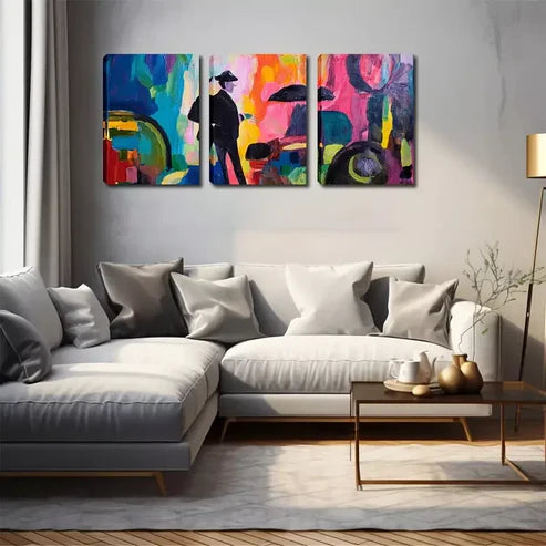 3pcs Vibrant Abstract Men’s Wall Art Set Wall Art Canvas Unframed - High Quality Print 100% Australian Made Wall Canvas