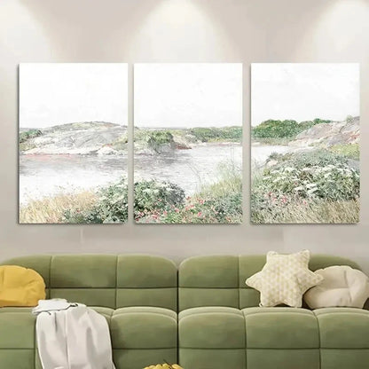 3pcs Coastal Landscape with Lush Greenery Metal Print Ready to Hang Art - Bella Home Decor