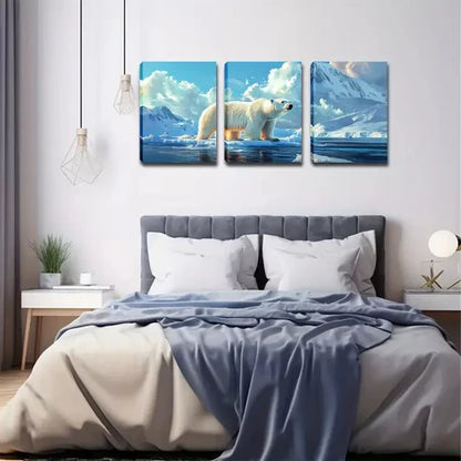 3pcs Arctic Landscape with Majestic White Bear Wall Art Canvas Unframed - High Quality Print 100% Australian Made Wall Canvas - Bella Home Decor