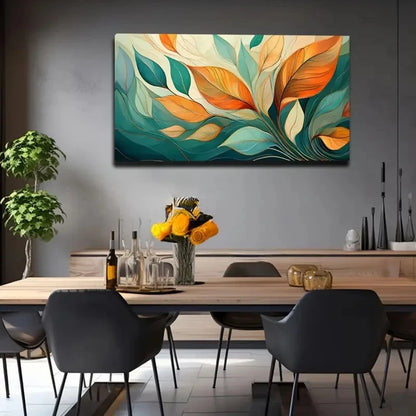 Vibrant Abstract Leaf Design Wall Art Canvas Office Home Room Framed 120x60cm