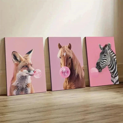 3pcs Whimsical Animal Canvas Wall Art Set Canvas Framed 60x90cm - High Quality Print 100% Australian Made Wall Canvas Ready to Hang