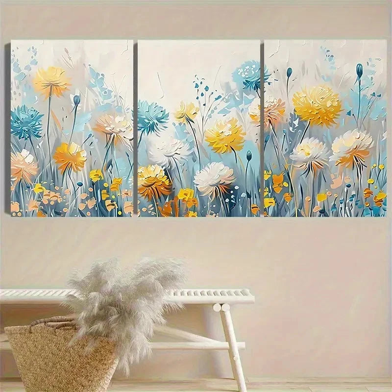 3pcs Vivid Wildflowers Wall Art Set Canvas Framed 50x70cm - High Quality Print 100% Australian Made Wall Canvas Ready to Hang - Bella Home Decor