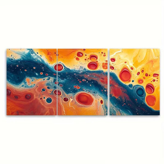 3pcs Abstract Fluid Art Print Metal Print Ready to Hang Art