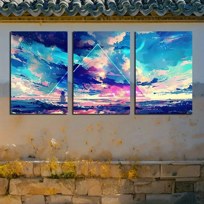 3pcs Enchanting Cloudy Illustration Metal Print Ready to Hang Art - Bella Home Decor