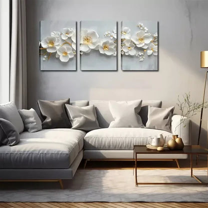 3pcs White Plum Blossom, Oil Painting Wall Art Canvas Unframed - High Quality Print 100% Australian Made Wall Canvas