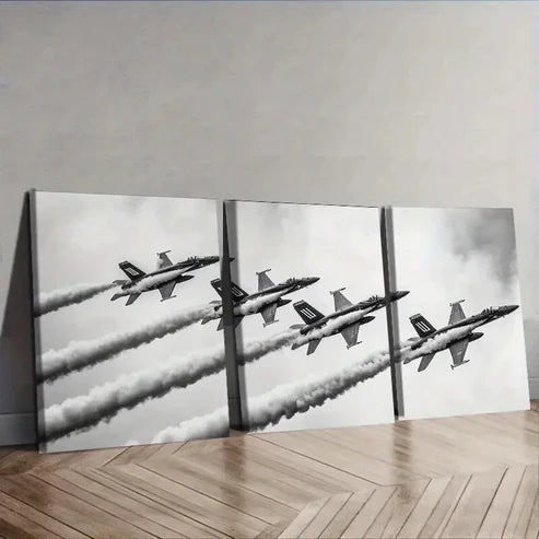 3pcs The Jet Plane Is in the Sky Wall Art Set Canvas Unframed - High Quality Print 100% Australian Made Wall Canvas