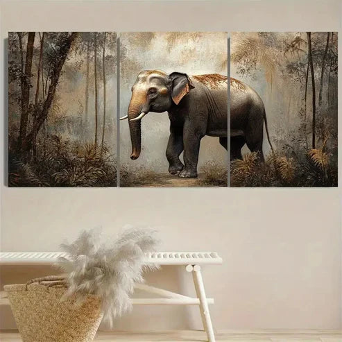 3pcs Jungle Scene with Lush Greenery & Sunlight Wall Art Set Canvas Unframed - High Quality Print 100% Australian Made Wall Canvas - Bella Home Decor