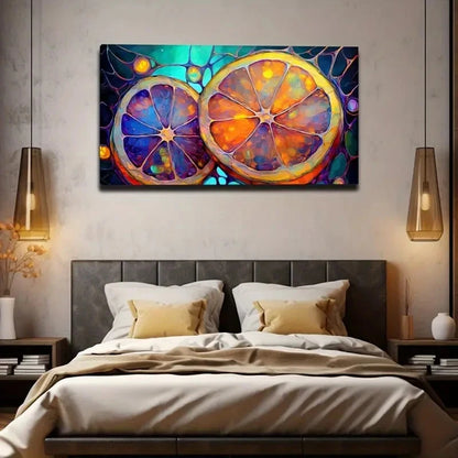 Vibrant Orange Slice Wall Art Canvas Office Home Room Framed 120x60cm