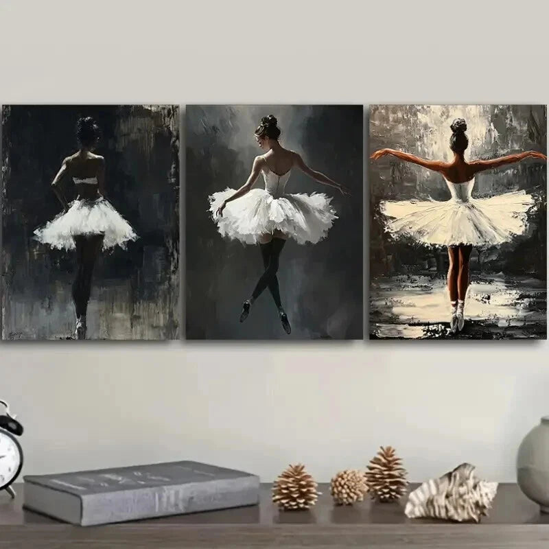 3pcs Modern Contemporary Ballerina Perfect Wall Art Set Canvas Framed 60x90cm - High Quality Print 100% Australian Made Wall Canvas Ready to Hang - Bella Home Decor