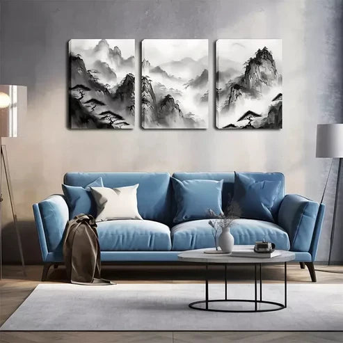3pcs Triptych with Pine Trees & Mountain Design Wall Art Canvas Unframed - High Quality Print 100% Australian Made Wall Canvas