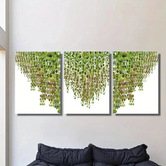 3pcs Vine green plant leaf art, plant dark Metal Print Ready to Hang Art