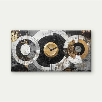 Abstract Wall Clock Geometric Wall Art Canvas Office Home Room Framed 120x60cm