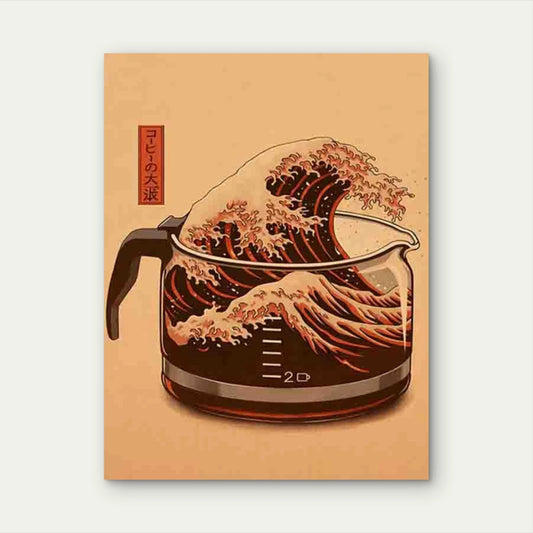 Coffee Wave Artwork 40x60cm Metal Print Ready to Hang