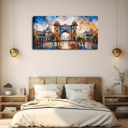 Minimalist Landscape Gateway Wall Art Canvas Office Home Room Framed 120x60cm