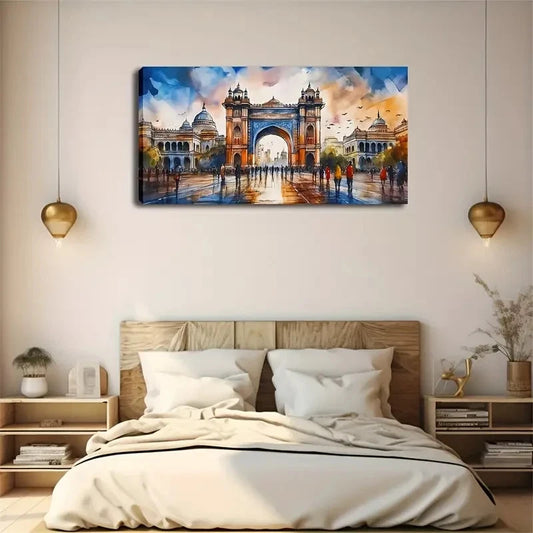 Minimalist Landscape Gateway Wall Art Canvas Office Home Room Framed 120x60cm