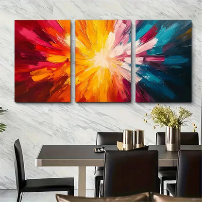 3pcs Vibrant Abstract Burst QW  Wall Art Set Canvas Framed 40x60cm - High Quality Print 100% Australian Made Wall Canvas Ready to Hang - Bella Home Decor