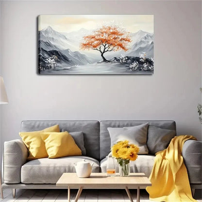 Black Gray Mountain Landscape Wall Art Canvas Office Home Room Framed 120x60cm - Bella Home Decor