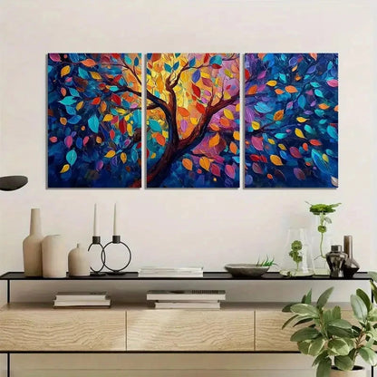 3pcs Abstract Tree Artwork Wall Painting Metal Print Ready to Hang Art - Bella Home Decor