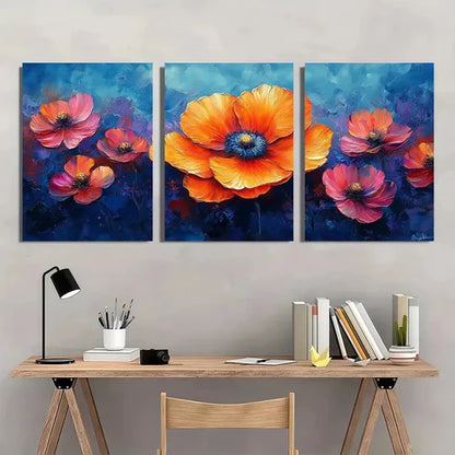 3pcs Vivid Flower Colorful Lovers Wall Art Set Canvas Unframed - High Quality Print 100% Australian Made Wall Canvas
