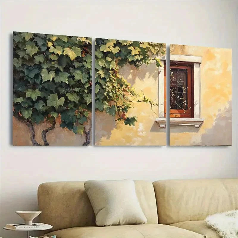 3pcs Venetian Vine Wall Art Set Canvas Framed 40x60cm - High Quality Print 100% Australian Made Wall Canvas Ready to Hang